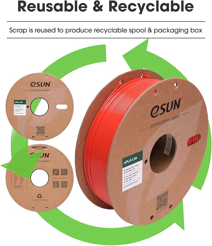 eSUN PLA Filament 1.75mm, High Toughness 3D Printer Filament Upgraded PLA Filament, Dimensional Accuracy +/- 0.03mm, 1KG Cardboard Spool (2.2 LBS) 3D Printing Filament for 3D Printers, Red