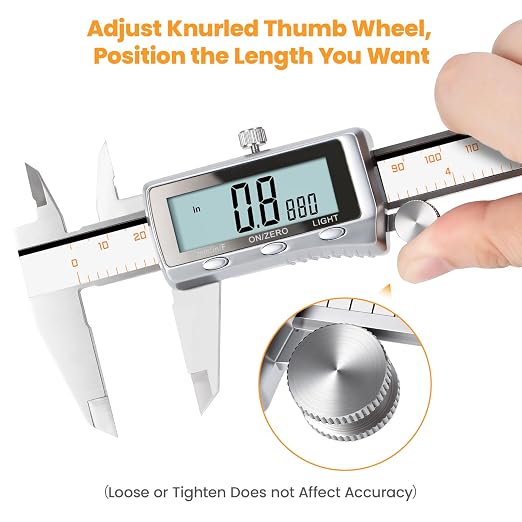 HARDELL Digital Caliper 8 Inch, Rechargeable All Metal Electronic Micrometer with Large Backlit LCD, Inch/mm/Fraction Conversion, Auto-Off – Measuring Tool for DIY, 3D Printing, Workshop & Household