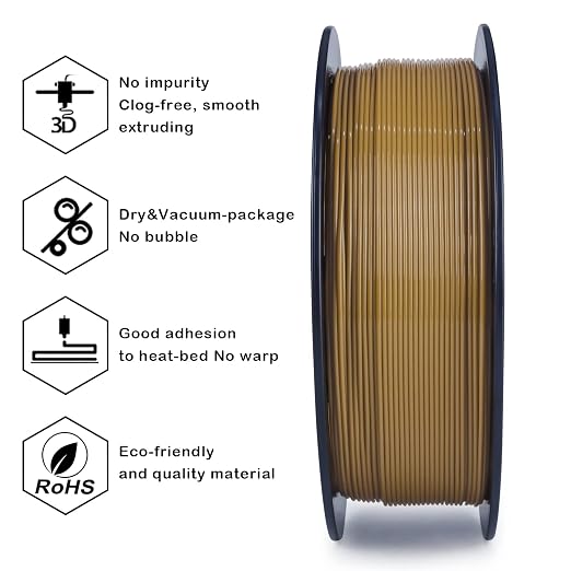 ZIRO PLA Filament 1.75mm, Pure Color 3D Printer Filament, PLA PRO Basic Color Series 1.75MM 2.2lbs Spool, Fit for Most FDM Printers, Brown