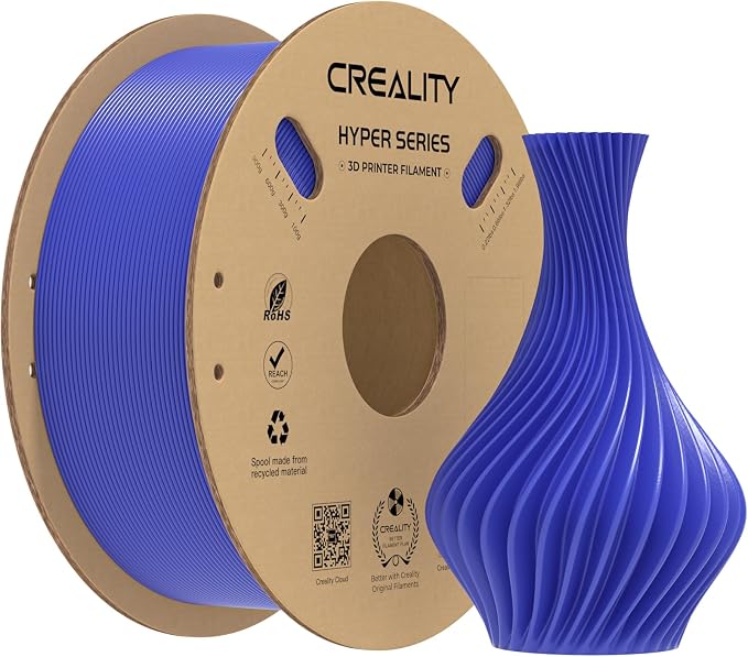 Creality Hyper PLA Filament 1.75mm, High-Speed Printing 30–600mm/s, Smooth Extrusion and Stable Printing, Low Stringing, Consistent Performance 3D Printer Filament,+/- 0.03mm Accuracy(Peri Blue)