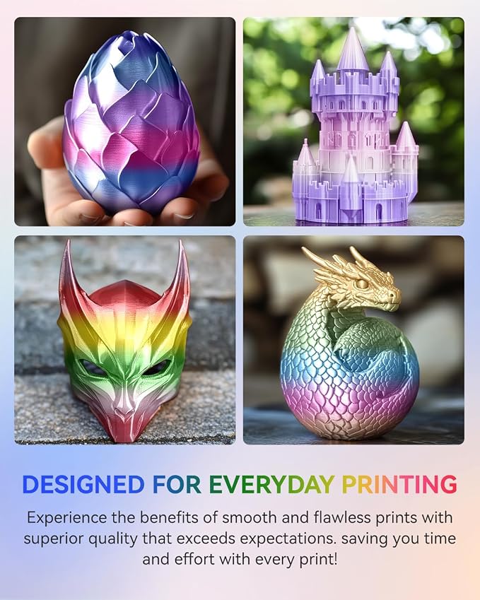 JAYO Silk Rainbow PLA Filament 1.75mm 1.1kg, Multicolor Gradient Shiny PLA, Color Changes Every 8 Meters in Blue-Purple-Magenta, High Gloss Smooth Finish, Fits for Most FDM 3D Printers