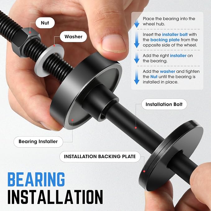 DNA Motoring Wheel Bearing Puller Tool Kit Compatible with 2000-2020 Most Harley Davidson Motorcycles, Wheel Bearing Removal and Installation Tool for 0.75" 1" 25mm Bearings, TOOLS-00557