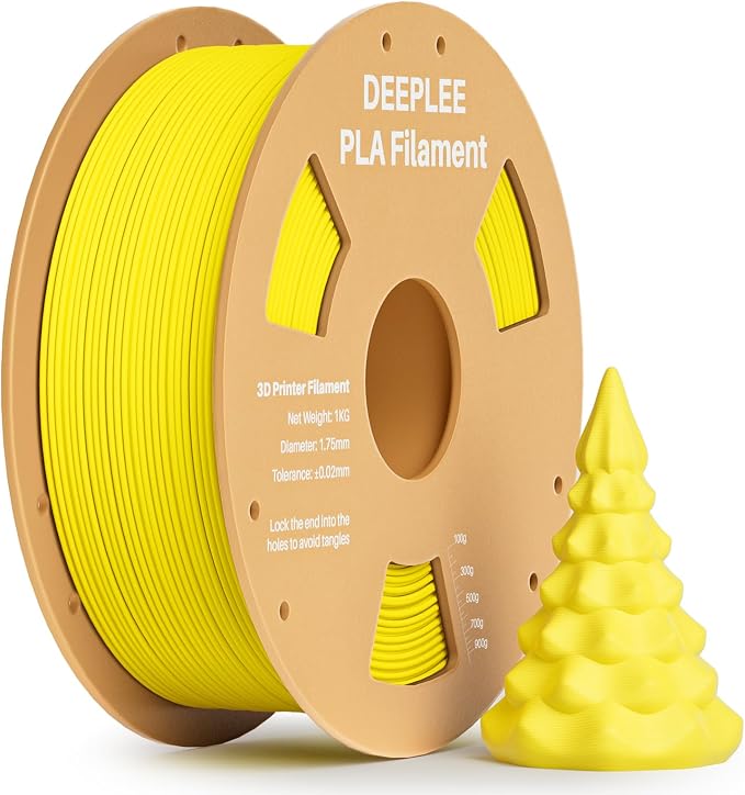 PLA 1.75mm 3D Printer Filament, Dimensional Accuracy +/- 0.02mm, Neatly Wound, No Clogging, Vacuum Package, Fits for Most FDM 3D Printers, Cardboard Spool 1kg Yellow