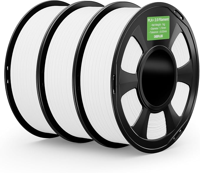 PLA+ 2.0 Filament 1.75mm, Stronger Toughness 3D Printer Filament, White 3KG, Upgrade PLA Plus 3D Printer Filament, High Speed PLA+ Filament for Most FDM 3D Drucker
