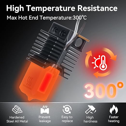 for Snapmaker U1 Hardened Steel Hotend 0.2mm,High Temp&Fast Heating Hot End Replacement with Silicone Sock and Nozzle Wiper,Leak-Proof Integrated Hotend Compatible with Snapmaker U1 3D Printer-4PCS