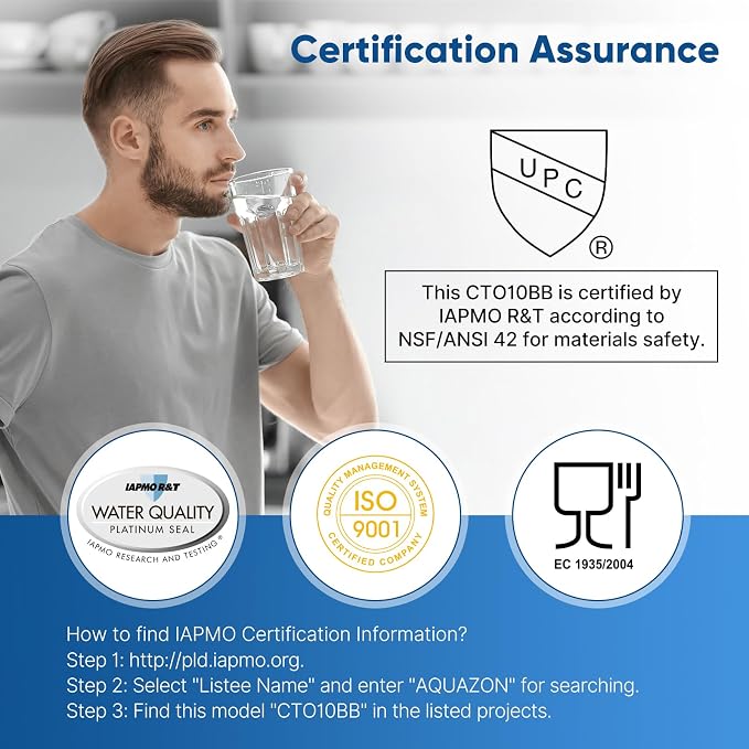 PUREPLUS 1 Micron Coconut Shell Water Filter Cartridge | Activated Carbon Block CTO | Universal Whole House 10 inch Cartridge | Compatible with WFHDC8001, CB-BB-10, EPM, EP-BB, CTO10BB, 1 Pack