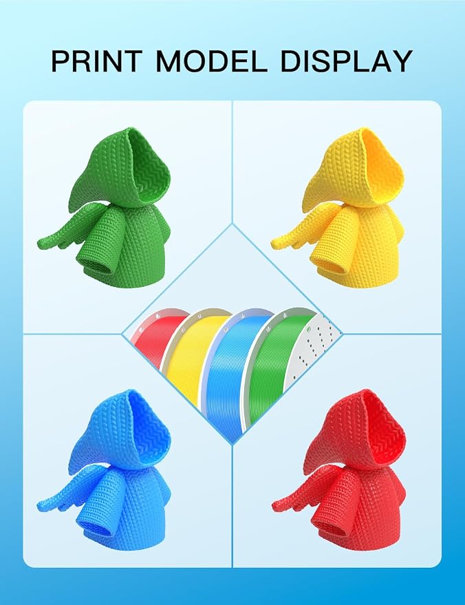 PINBALL PETG 3D Printer Filament 1.75mm High Precision Durable Strong Filament Mith Better Flow Dimensional Accuracy +/- 0.02mm Suitable for Most FDM 3D Printers 4 Kilograms Red, Yellow, Green, Blue