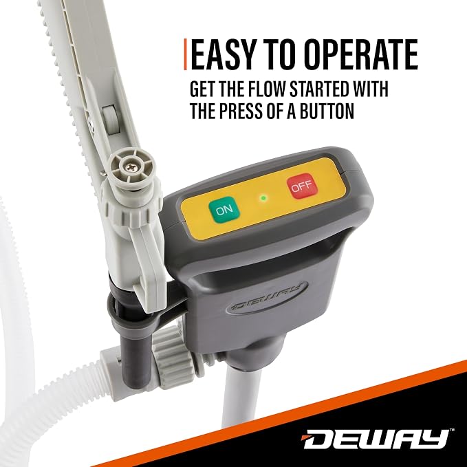 DEWAY Automatic Fuel Transfer Pump with Nozzle for Quick Flow Control & Stop, Powerful A Battery Powered with USB-C, 51 Inch Extra Long Hose Fits All Size Cans, Portable Pump Transfers - 3.8 Gal/Min