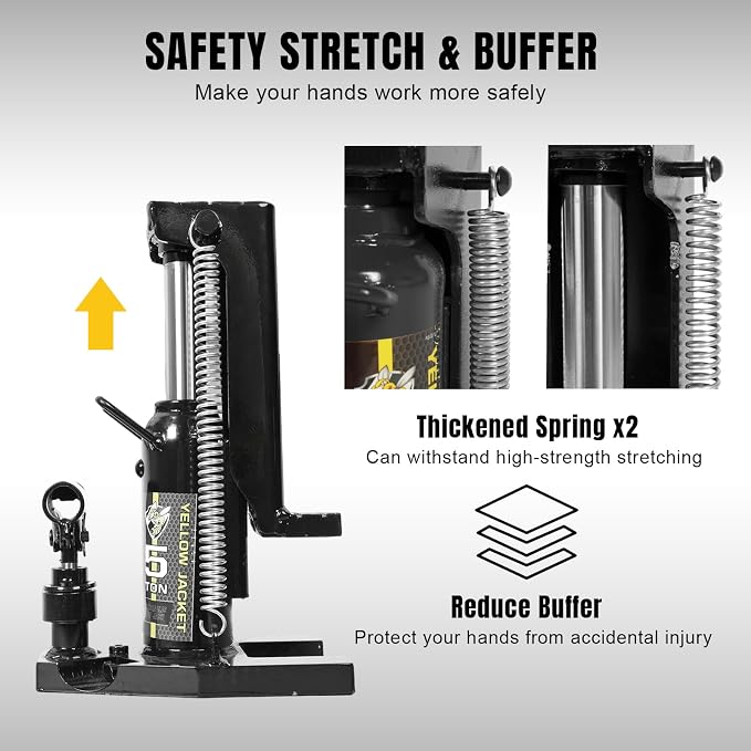 YELLOW JACKET Toe Jack, 5 Ton Saddle/2.5 Ton Claw 2-in-1 Low Profile Lift Jack, Heavy Duty Hydraulic Claw Jack for Automotive, Machinery, Construction, Farm, Garage