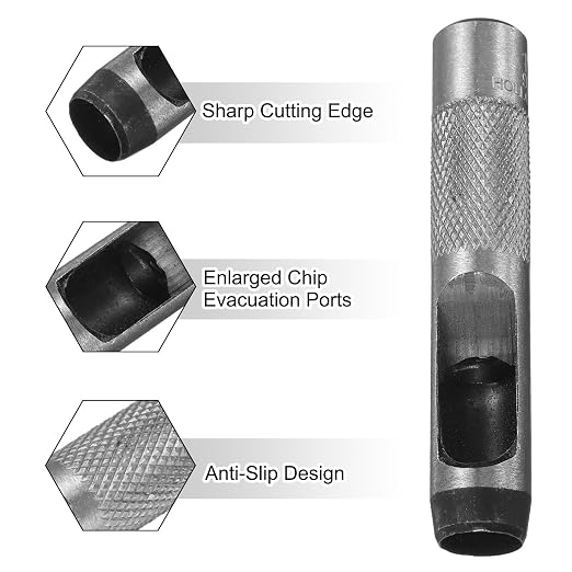 HARFINGTON Leather Round Hole Punch, 14mm Hollow Hole Puncher Cutter Carbon Steel Circle Hole Punching Cutting Tool for Belt/DIY Leather Craft