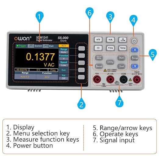 OWON XDM1241 Bench-Type Digital Multimeter with Rechargeable Batteries True RMS High Accuracy Universal Desktop Multimeters