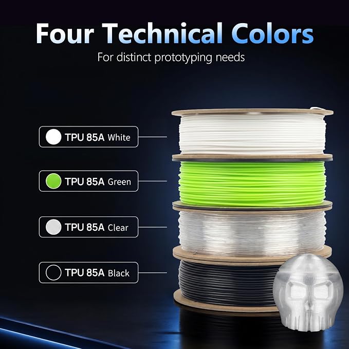Siraya Tech Flex TPU Filament - 85A Shore, ISO 10993, High Flexibility & Toughness, High Flow & Speed, Easy to Print, Moisture-Resistant Aluminum Bag - Ideal for Footwear, Protective Gear (Clear, 1kg)