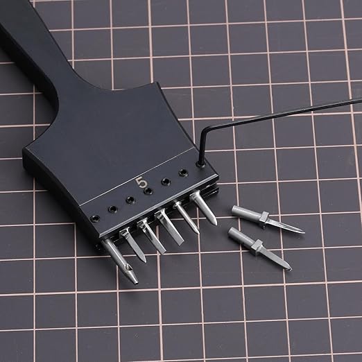 WUTA Removable Leather Hole Punch,Versatile Leather Stitching Punch,Leather Hole Punch Tool Set,Leather Stitch Punch for Leather Stitching Punch Craft DIY（Handle for 2 Hole）