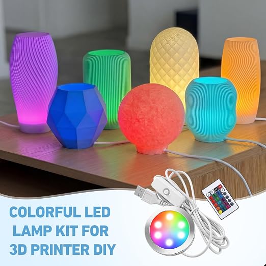 Macarrie 6 Pack LED Lamp Kit 001 - Remote Control 3D Printed DIY Light Spare Parts with Color & Brightness Adjustment for lampshade Hardware Model RGB Light Kit, 5V USB Powered
