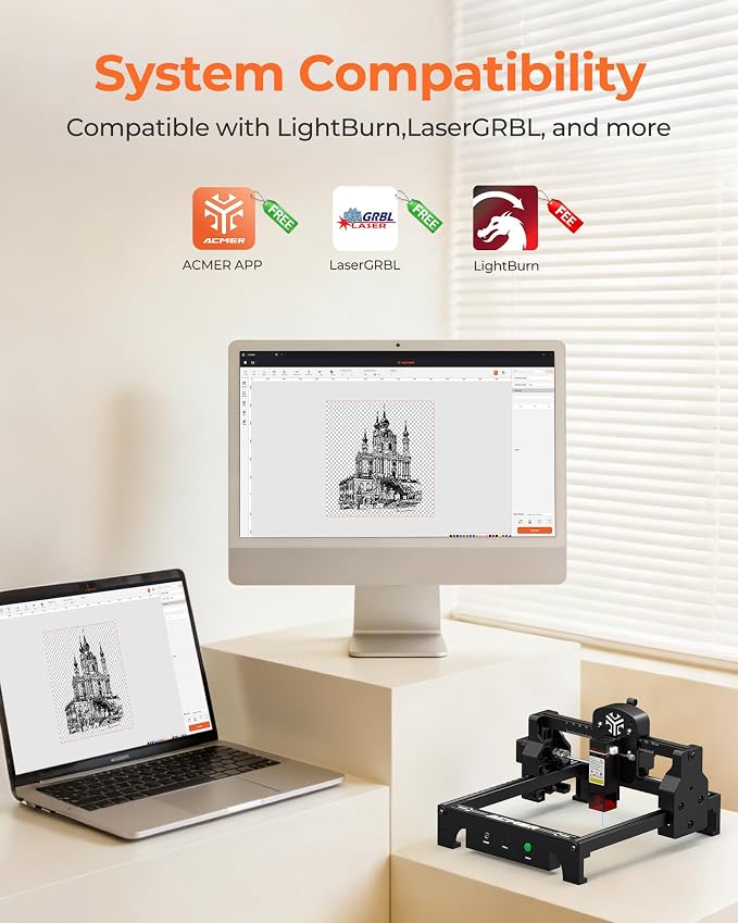ACMER S1 Laser Engraver for Beginners, 6000mW Lazer Engraving Machine with 130x132mm Working Area, Laser Cutter for Wood, Acrylic, Leather, DIY Crafts & Small Business