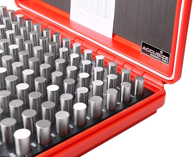 Accusize Industrial Tools Steel Pin Gauge Set, 0.501"-0.625", P3(+) | 125 Pc, Class ZZ, Plus Tolerance, 2" OAL, Steel, Electro-Etched Sizes
