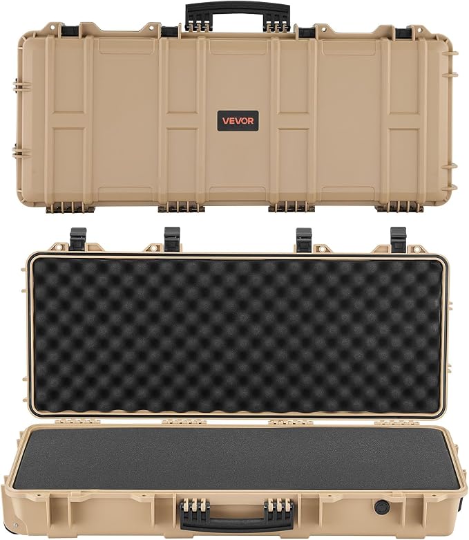 VEVOR Rifle Case, Rifle Hard Case with 4 Layers Fully-protective Foams, Lockable Hard Gun Case with Wheels, IP67 Waterproof & Crushproof, for Rifles or Shotguns