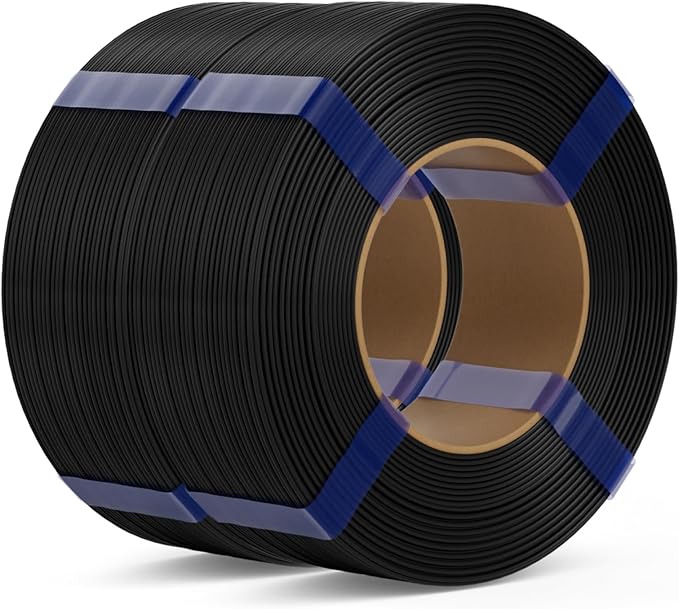 PLA Basic Refill Filament 1.75mm, No Spool 3D Printer Filament, Dimensional Accuracy +/- 0.02mm, Fits for Most FDM 3D Printers, 2KG Black