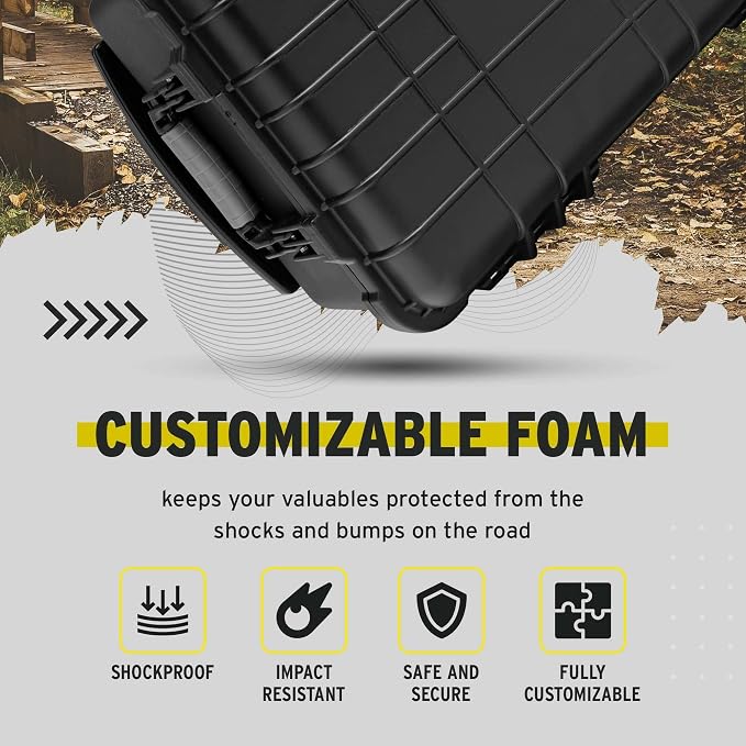 Koah 22x14x9 Weatherproof Wheeled Hard Case with Custom Foam | Watertight, Dust- and Crushproof Shell 22x14x9, Customizable Foam, Retractable Handle, Trolley Wheels, 1-Yr Warranty
