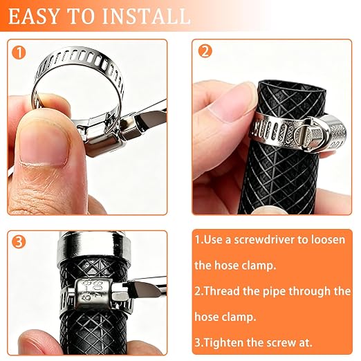 Hose Clamp Assortment 42PCS 304 Stainless Steel Hose Clamp Kit 1/4"–1-1/8" (6-29mm) Worm Gear Hose Clamps Small Hose Clamps for Automotive Radiator Pipe,Plumbing,Fuel Line