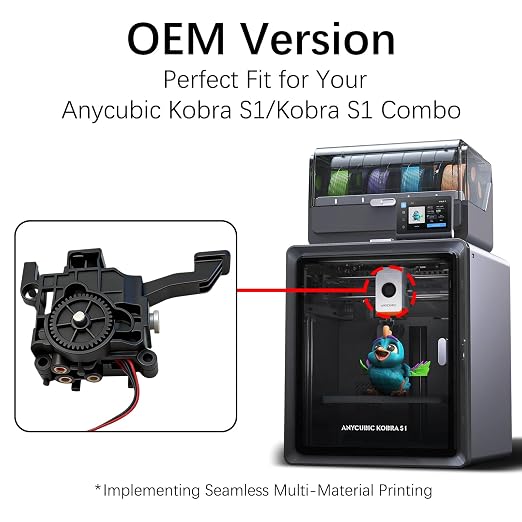 Original Extruder for Anycubic Kobra S1 with Material Break Detection PCBA and Filament Cutter Detection – Replacement Extruder Assembly Compatible with Kobra S1 Combo, OEM Spare Part
