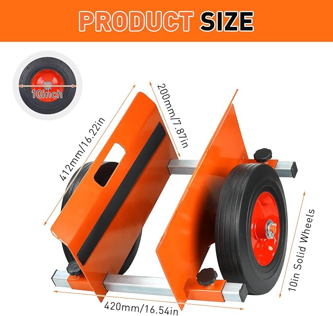 Heavy Duty Panel Dolly 1100LBS Capacity Door Cart with 10" Solid Rubber Wheels,Adjustable Clamp Panel Cart with Handle, All Terrain Slab Dolly for Drywall Sheet Heavy Material-Orange