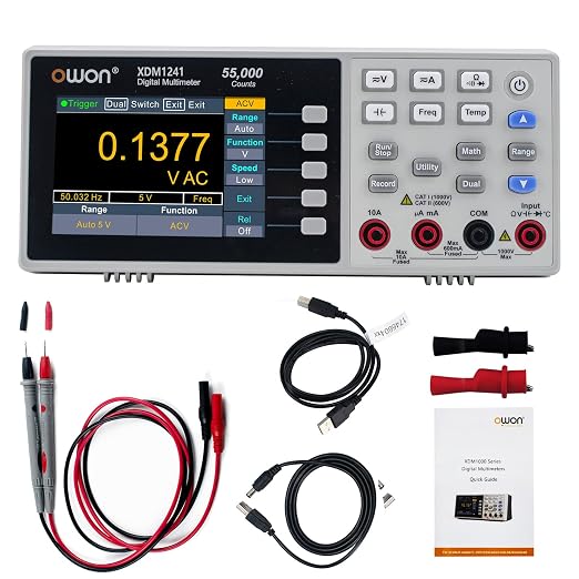 OWON XDM1241 Digital Multimeter,3.5in Desktop Multimeters, 55000 Counts LCD True RMS Temperature Tester Meter