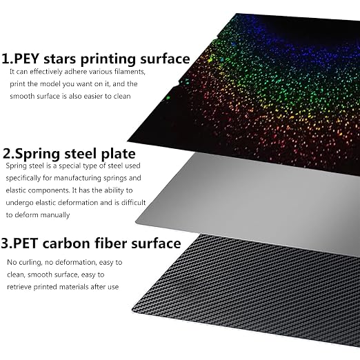 for Kobra S1/Kobra S1 Combo/Kobra S1 Pro ACE 3D Printer Build Plate Double Sided PET Carbon Fiber Pattern and PEY Sheet 276x264mm Flexible Removable Spring Steel Heated Printing Bed Platform Mat