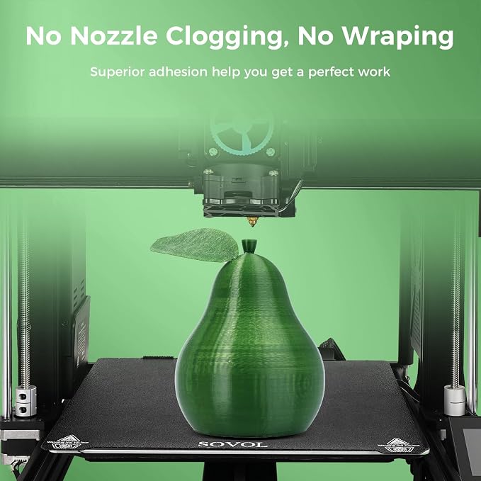 Sovol 3D Printer PETG Filament 1.75mm 1KG (2.2lbs), High Precision, Strong Toughness, Wiring Tightness, Dimensional Accuracy +/- 0.03 mm, 3D Printing PETG Filaments, Green