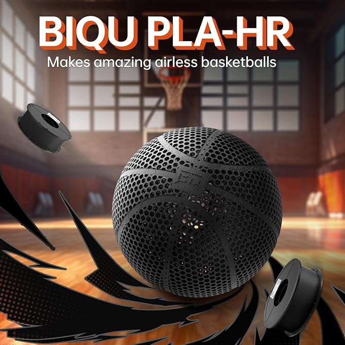 BIQU PLA-HR Flexible 3D Printer Filament Specifically for Printing Airless Basketballs, 1.75mm 1KG Spool (2.2lbs), Flexi Tough Filament Compatible with Most FDM 3D Printer (Black)