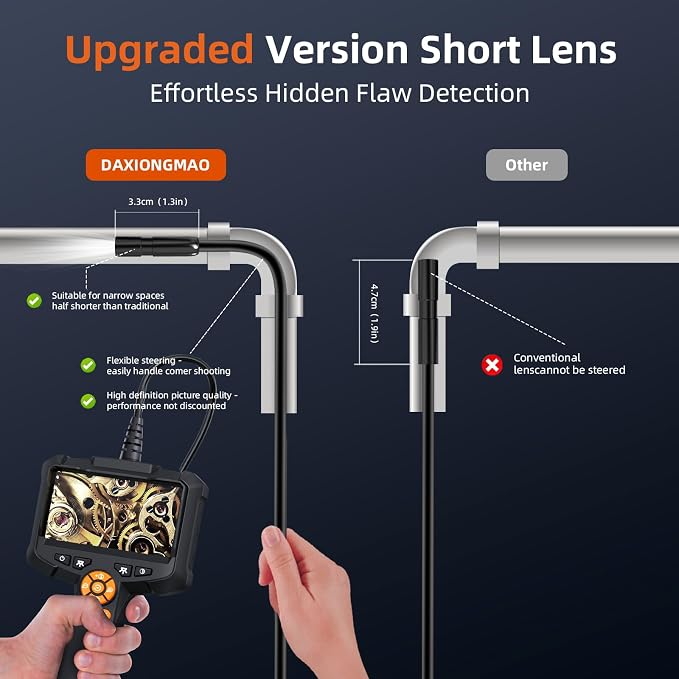 Daxiongmao Endoscope Camera with Light, 1080P HD Borescope, IP67 Waterproof Snake Camera – Ideal for Inspecting Walls, Vents, Automotive Engines, Pipes – A Great Gift Tool for Men (33ft)