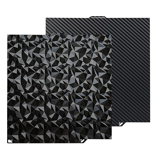 260x271mm PEO PET Build Plate Double Sided Smooth Diamond and Carbon Fiber Heated Print Bed Flexible Platform Print Plate for Elegoo Centauri Carbon 2/Centauri Carbon 3D Printer