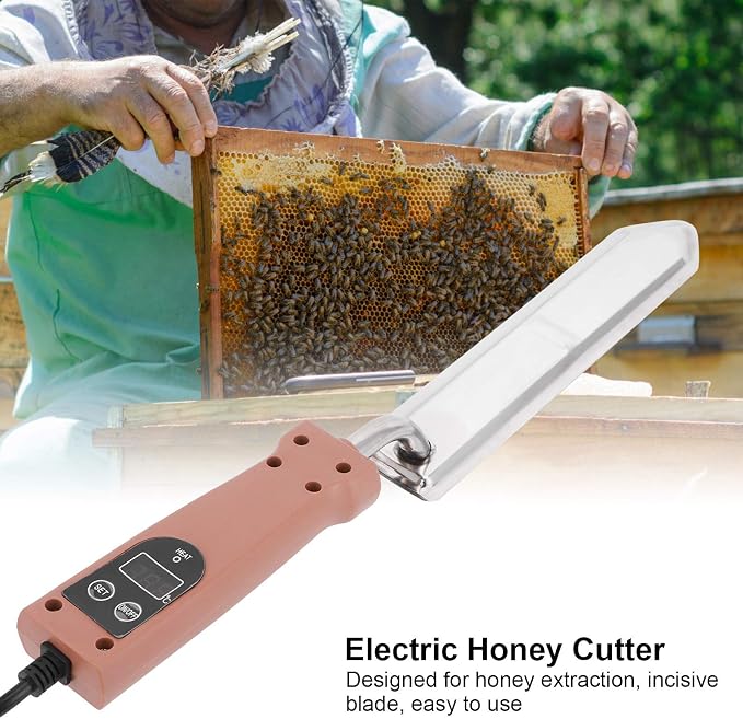 Electric Honey Uncapping Knife,Temperature Control Switch and Temperature Display Honey Extractor Equipment,Electric Honey Extractor Dial Regulated Knife,for Beekeeper Honey Collection Cutter Tool(US)