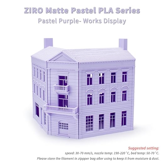 ZIRO Matte PLA Filament, Shine-Free Finish 1.75mm 3D Printer Filament, Pastel Colors PLA Series, 1kg/2.2lbs Spool, Dimensional Accuracy +/- 0.03mm, Fit Most FDM 3D Printers, Pastel Purple(Matte)