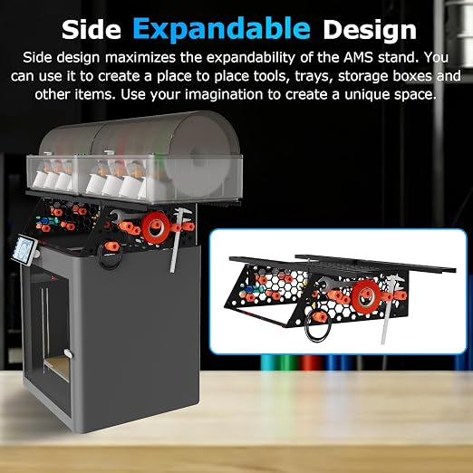 AMS Storage Holder, Can Accommodate 2 AMS/AMS 2 pro, Expandable Honeycomb Design, Space Saving, Compatible with Bambu Lab P1P/P1S/X1C/X1E 3D Printers (Black)