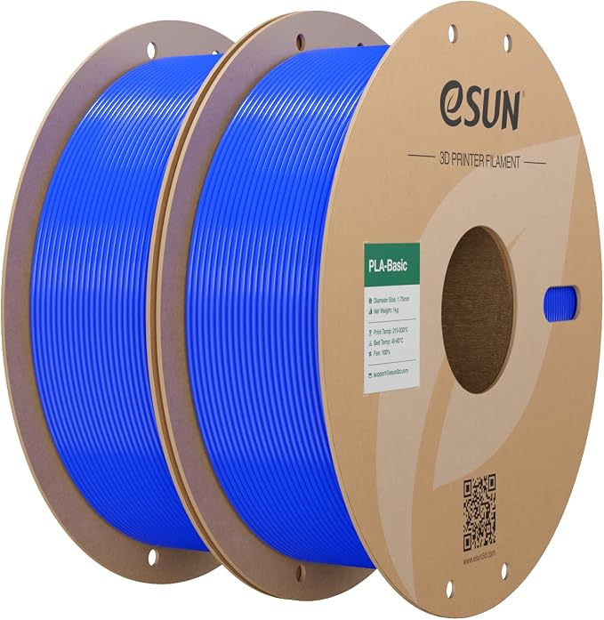 eSUN PLA Basic Filament 1.75mm, 3D Printer Filament High Speed PLA for Fast Printing, 1KG Spool, 2 Spools 3D Printer Filament, Blue