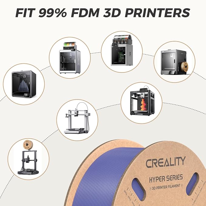 Official Creality Hyper PLA Filament 1.75mm, High Speed PLA 30-600mm/s Rapid 3D Printer Filament, Dimensional Accuracy +/-0.02mm, Fit Most FDM 3D Printers, 1KG(2.2lbs) Spool Very Peri
