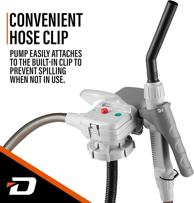 Deway AA Battery Gas Pump Automatic Fuel Transfer with Trigger Nozzle & PVC Hose - 2.4 GPM Siphon Pump for Gasoline, Diesel, Kerosene, Gas Cans, Generators, Lawn Mowers, Boats, ATVs