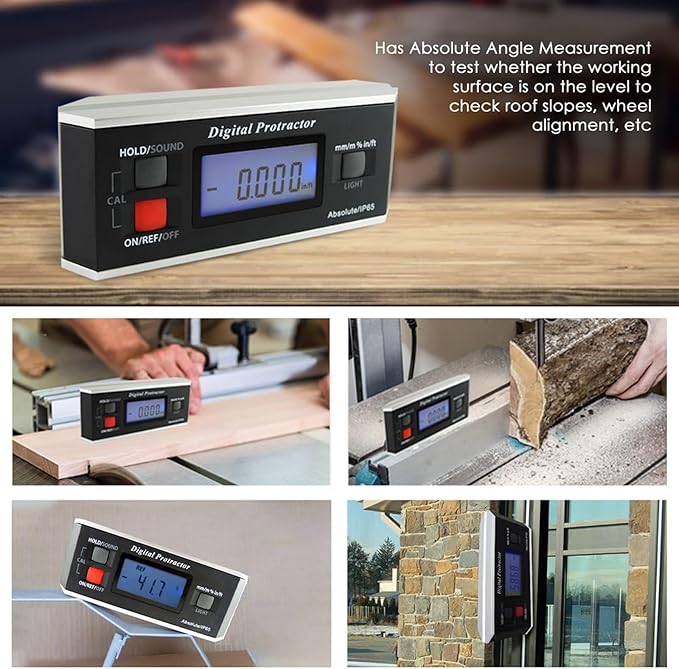 Digital Angle Finder Magnetic Protractor Inclinometer Angle Level Meter Tool Digital Protractor Bevel Gauge for Woodworking, Table Saw, Construction V-Groove 0~360 degree with Backlight