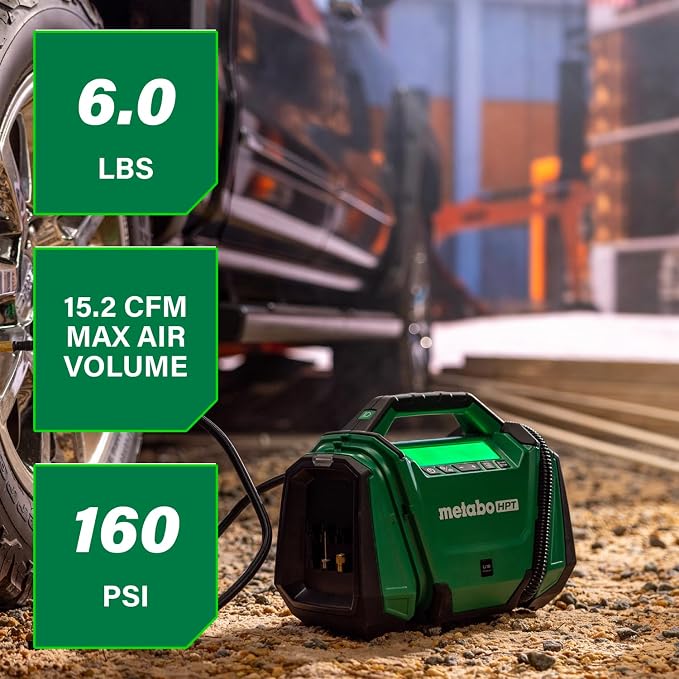 Metabo HPT 18V MultiVolt Cordless Dual Function Inflator, Portable Air Inflator with High Pressure and High Volume Modes, 160 PSI Max Pressure, LED Light, Tool Body Only, UP18DAQ4