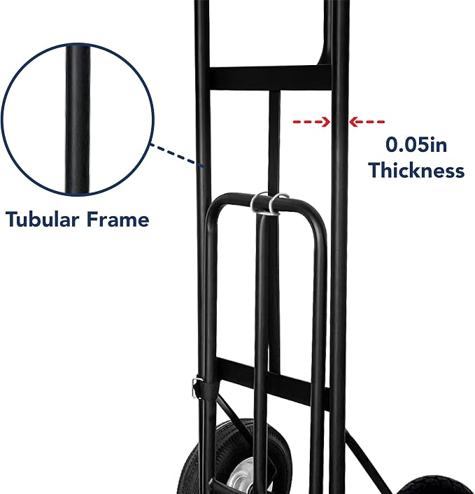 Olympia Tools 800 Lb Sack Hand Truck with Folding Nose, D Handle and 10" Pneumatic Wheels for Home and Office Use