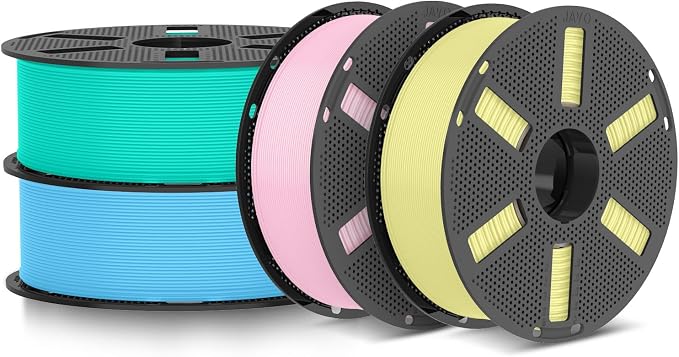 JAYO PLA 3D Printer Filament Bundle 4.4KG, PLA Classic Filament 1.75mm Bulk, Dimensional Accuracy +/- 0.02mm, 4 Pack 1.1kg Spool (Mint Green,Sky Blue,Sakura Pink,Lemon Yellow)
