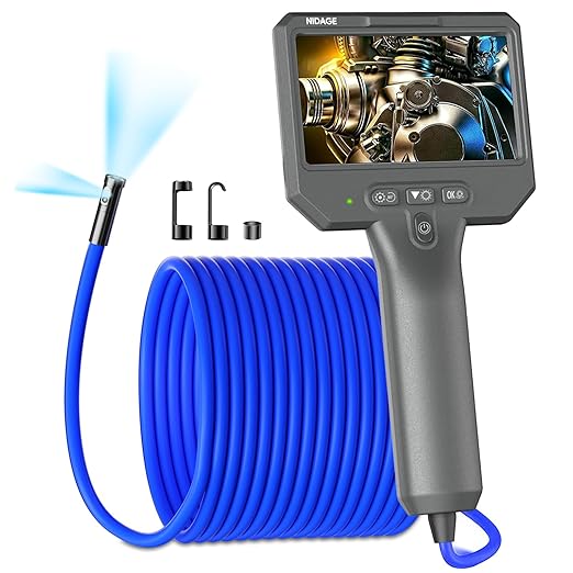Dual Lens Borescope Inspection Camera 1920P HD Endoscope Camera with Light, 4.3" IPS Screen, 11.5FT Flexible Cable, IP67 Waterproof Snake Cam for Car Engine Mechanic Tools, Gift for Men