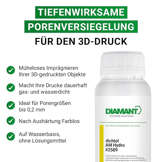 Dichtol AM Hydro for Sealing and impregnating 3D Prints, Sealing Agent for additive Manufacturing, Solvent-Free Sealer for 3D Printed Parts (1 l)