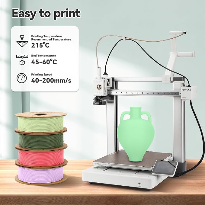 3DHoJor Matte PLA Filament 1.75mm Matte Green, PLA 3D Printer Filament, 1kg Spool (2.2lbs) PLA Filament, Fit Most FDM 3D Printer