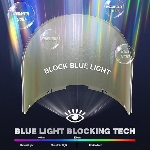 ARCCAPTAIN Blue Light Blocking Face Shield, Anti-Fog Full Face Mask with Impact Resistant Polycarbonate Visor and Adjustable Ratcheting Headgear, ANSI Z87.1 Certified for Grinding and Industrial Use