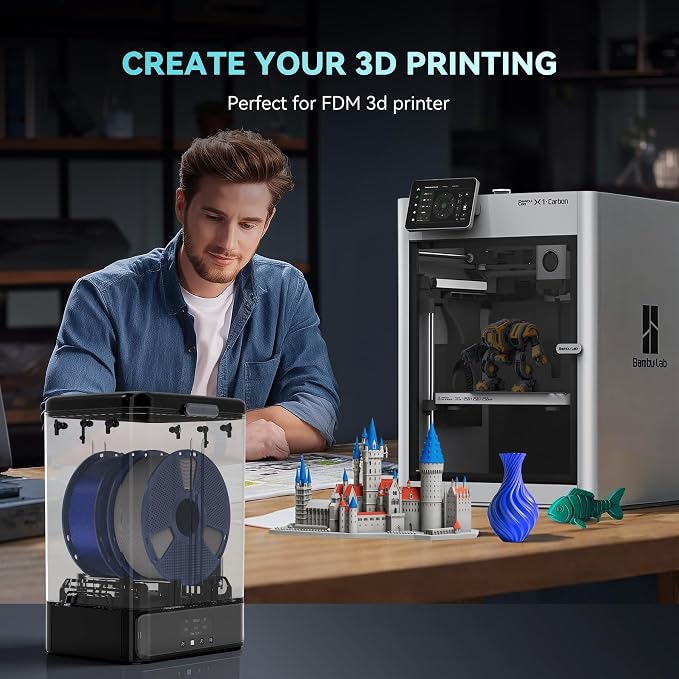 SUNLU 3KG Filament Dryer SP2 & Storage Box, 70℃ Max Temperature and 15min Fast Heating for 3D Printer Filament Drying and Sealing with Heat Control, Compatible with 1.75mm/2.85mm PLA PETG TPU ABS ASA