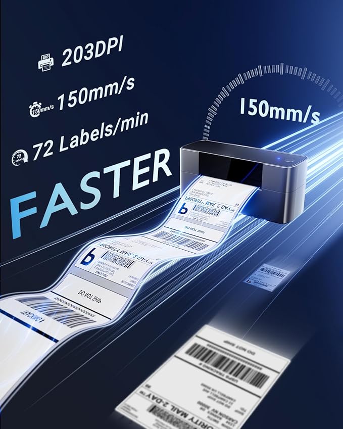 Bluetooth Shipping Label Printer 4x6, Wireless Desktop Thermal Label Printer for Small Business, Compatible with Android, macOS TIK Tok, Amazon, Shopify, Etsy, USPS