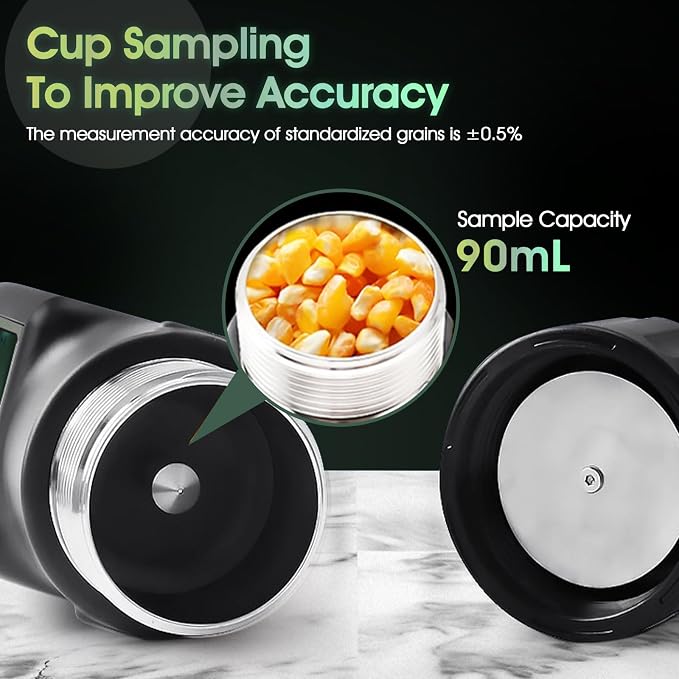 Moisture Meter, Grain Moisture Tester for 40 Kinds with Temperature Compensation and DataStorage High Precision lab Humidity meter Portable Seed Moisture Tester for Wheat, Corn, Coffee Moisture Meter