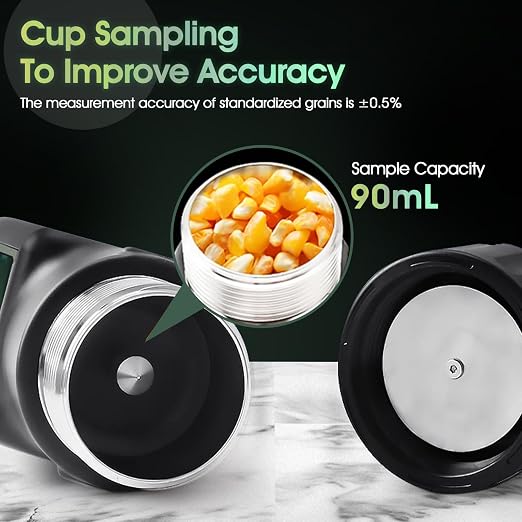 Grain Moisture Tester, INFURIDER Cup Moisture Meter High Precision Com Moisture Tester for 25 Grains Like Coffee Beans, Cocoa Beans,Wheat, Portable Temperature Measuring Instrument with Data Storage